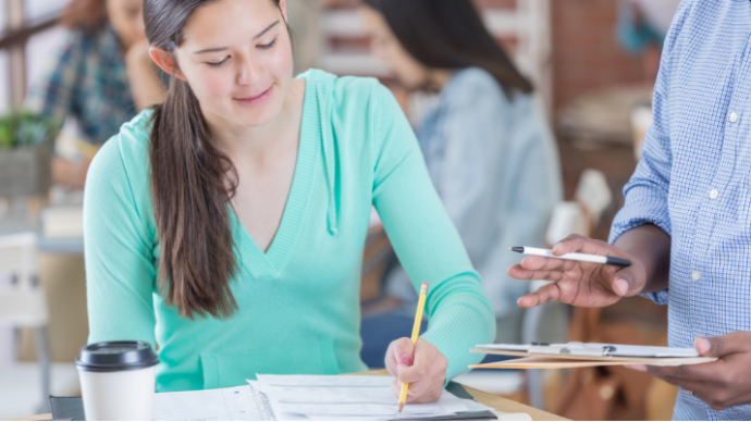 Girl writing notes